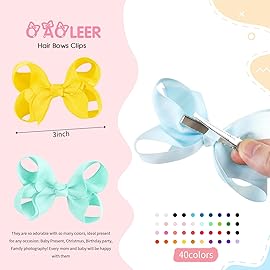 Oaoleer 40 Colors 3 Inch Hair Bows Clips Grosgrain Ribbon Bows Hair Alligator Clips Hair Barrettes Hair Accessories for Girls Toddler Infants Kids Teens Children (3inch 40color)
