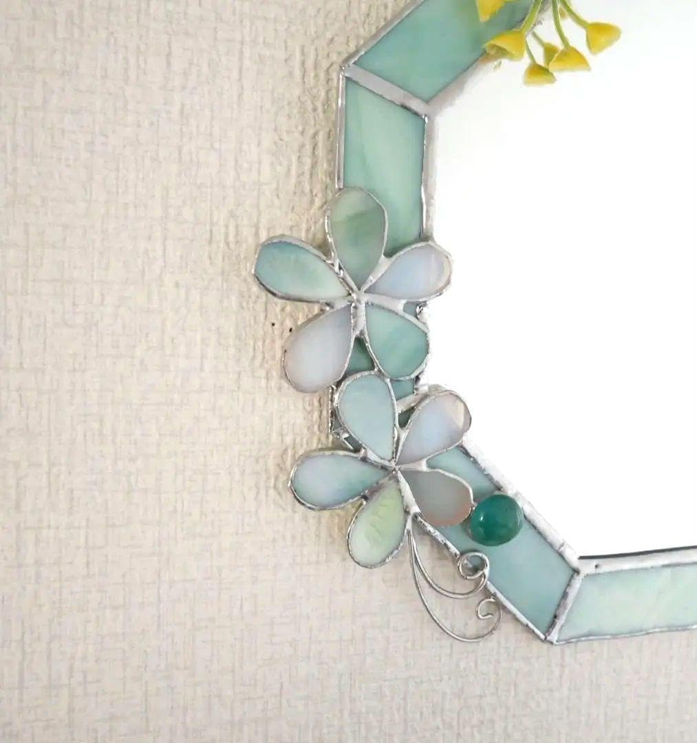 ︎:.。.: エメラルドグリーンの八角形の鏡（size22㎝/Max24） 八角形