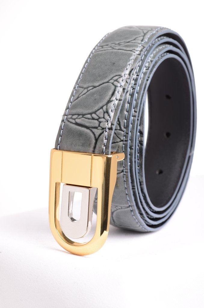 A.P.L. Mens Leather Dress Belt Croc Print