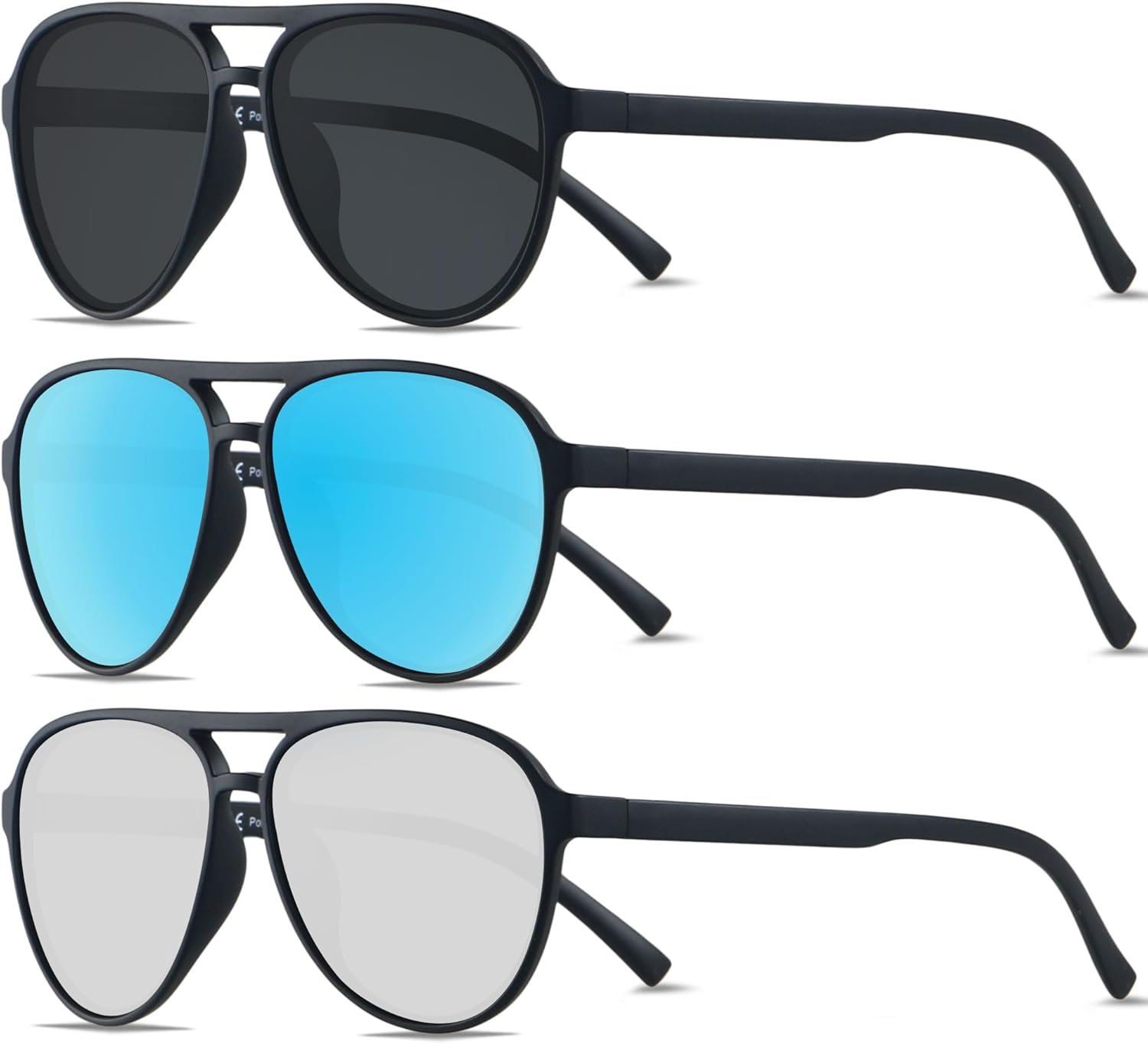 ANDWOOD Retro Polarized Aviator Sunglasses for Women Men Classic 70s Vintage Trendy Square Aviators