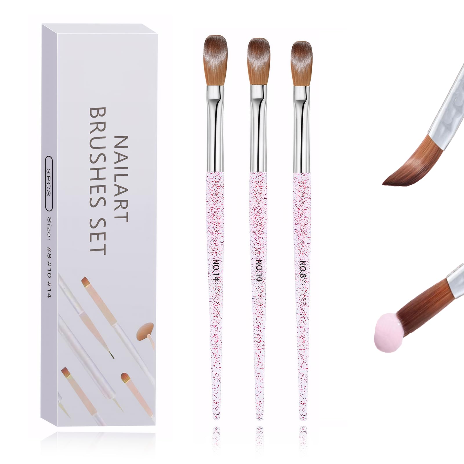 3pcs Nail Acrylic Brushes Tools, Professional Gel Carving Nails Set,for Acrylic Powder French Manicure Tip Art Extension