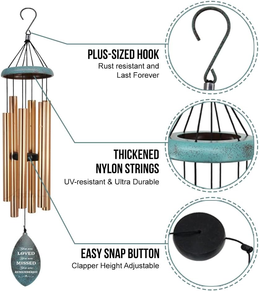 ASTARIN Personalized Wind Chimes for Outside Deep Tone,Customized Windchime Outdoors, Chimes for Outdoors,Sympathy Wind Chimes Memorial for Mom Dad，All Metal Wind Chime
