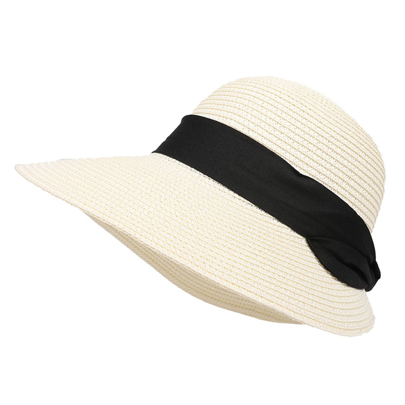Maseyivi Paja Playa para Mujer,Sombrero Flexible Plegable para Mujer | Sombrero Plegable Verano con Visera Plegable para Viajes, Gorra Playa con protección UV para Verano