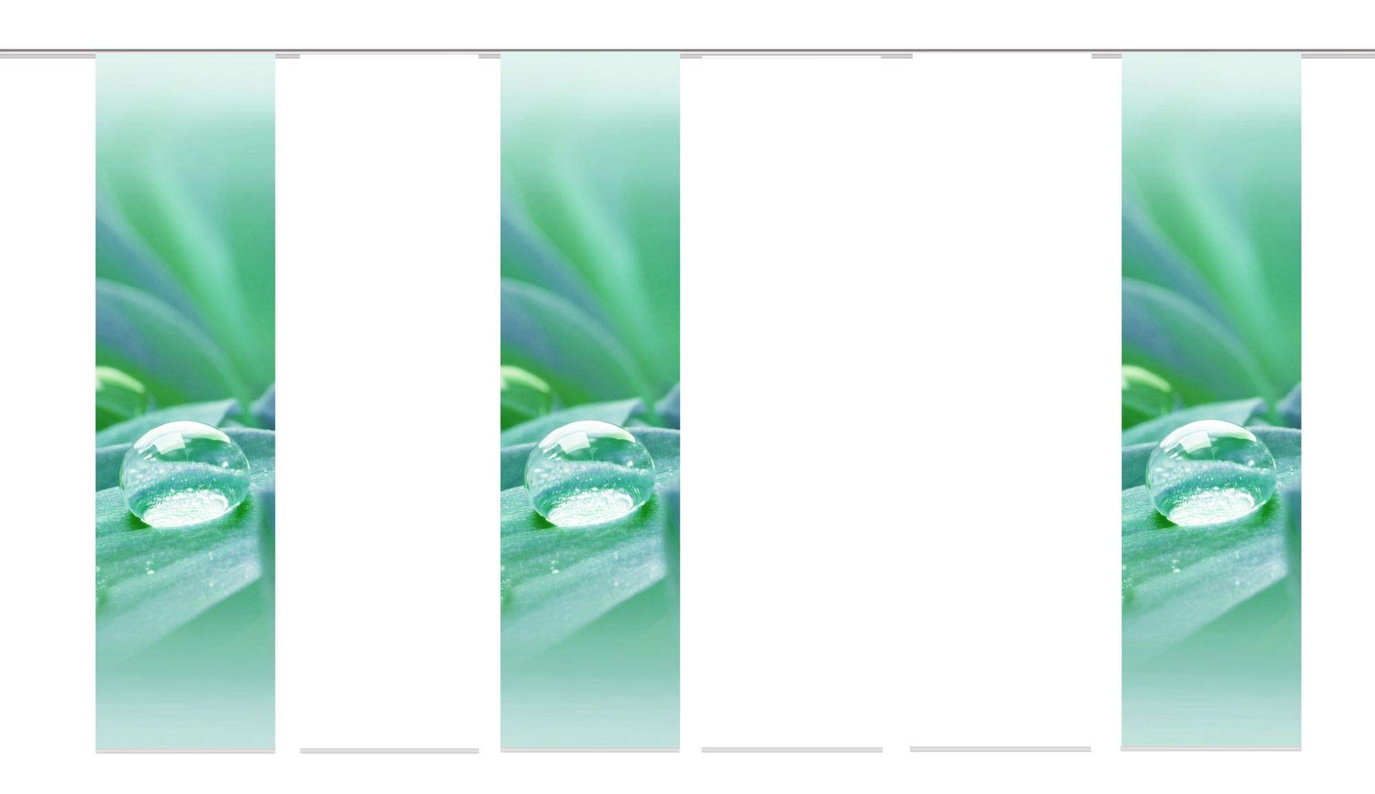 6er-Set Schiebevorhänge GOTAS blickdicht / transparent, Höhe 245 cm, grün