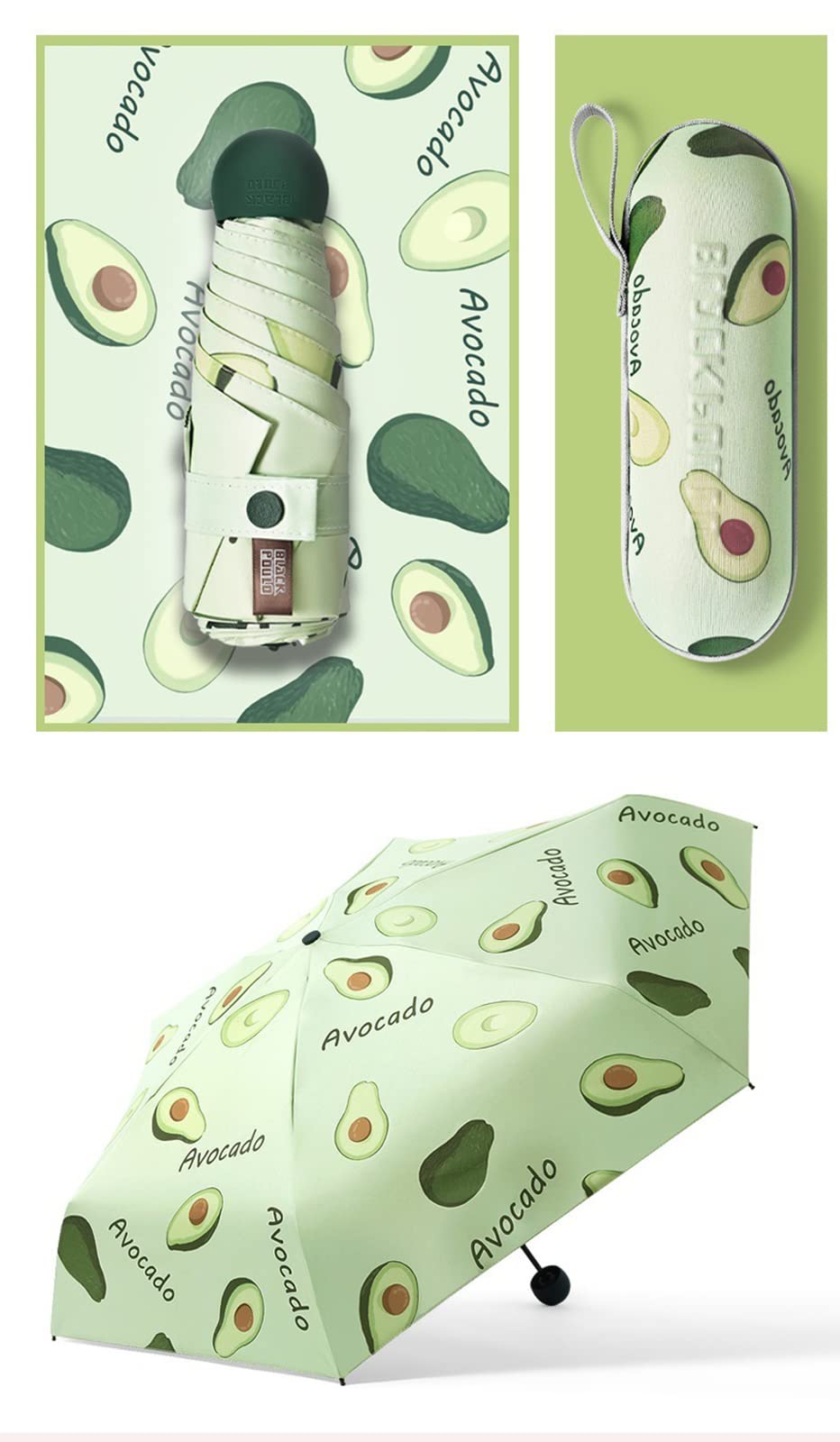 Paraguas, Sombrilla portátil, Ligera y compacta(Avocado Green)