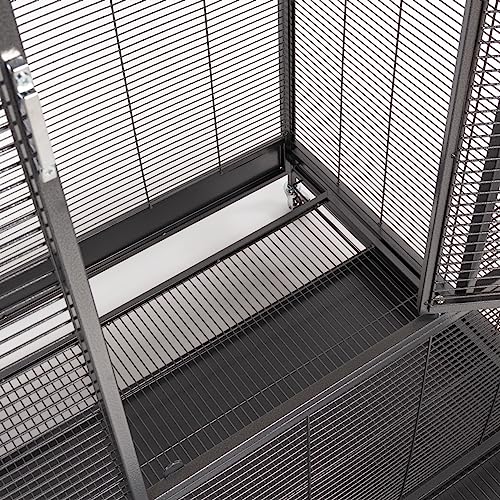 Montana Cages | Premium Voliere New Sydney I Vogelkäfig für Sittiche und kleine Papageien, inkl. 2 Näpfe, 4 Lenkrollen, AVILON Pulverbeschichtung, Antik Edition, ca. 90 x 70 x 180cm