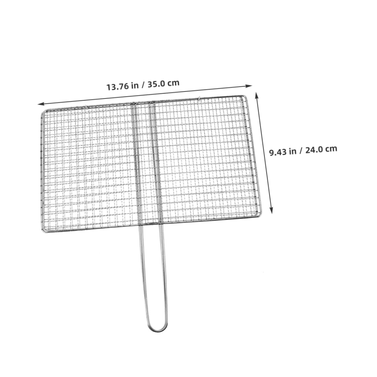 VICASKY Heavy Duty Fish Grilling Rack with Handle Stainless Steel Grill Basket for Meat Vegetables and Shrimp for Outdoor Grilling and Camping (mesh Grids Style)