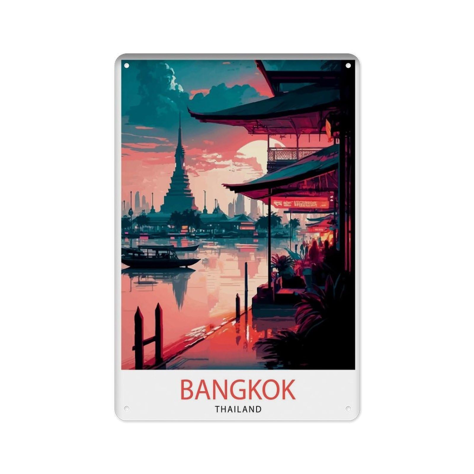 peiyeety Metal Tin Sign Bangkok Thailand Travel Bangkok Decor Thailand Bangkok Travel Poster Travel Thailand Gift Thailand Home Decor 8 X 12 Inch