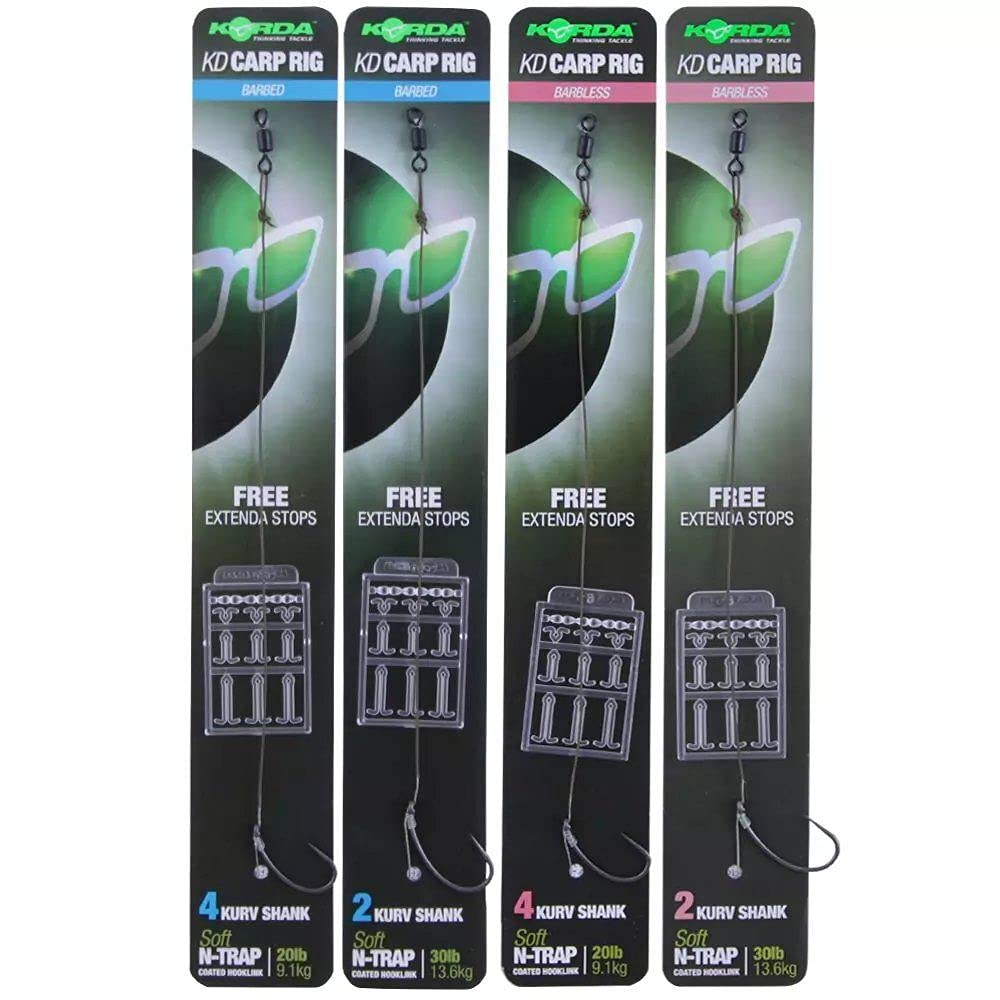 Korda Ready Tied Carp Rigs KD Rig: Size 4: Barbless