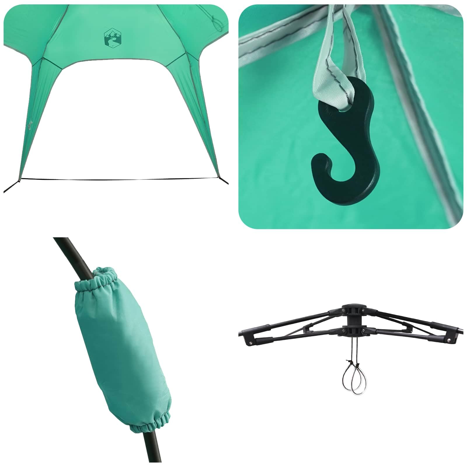 Tienda instantánea para personas con cierre rápido, tienda de campaña de poliéster T en azul azure, tienda desplegable con resistencia al viento y resistencia al desgarro, con colgador de luz