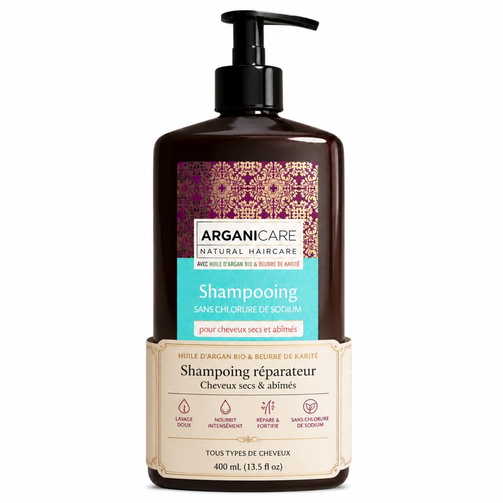 ARGANICARE| Argan Oil Restoring Shampoo | Dry & Damaged Hair | Gentle Daily Cleansing | Softness, Shine & Manageability | 400 ml