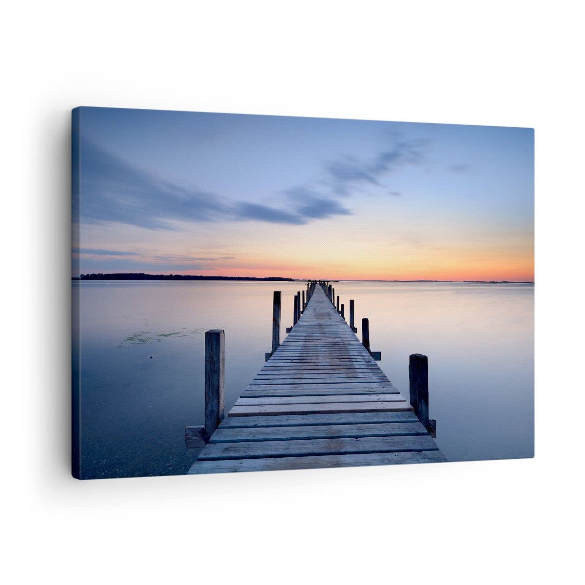 Lienzos decorativos Puesta del sol lago agua puente Cuadro Sobre Lienzo Moderno 70x50cm Cuadros Decoracion Salon Dormitorio Cocina Cuadros Pared Imágenes Wall Art Prints Decor Canvas AA70x50-2508