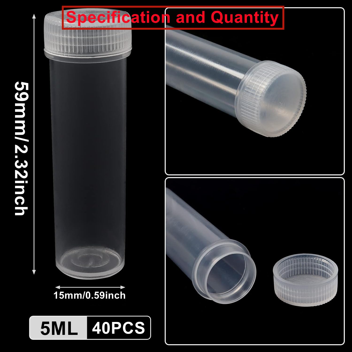 80 Tubes à Essai 5ml HUAZIZ - Cryotubes Bleus Avec Bouchon à Vis - Pour Échantillons, Cosmétiques