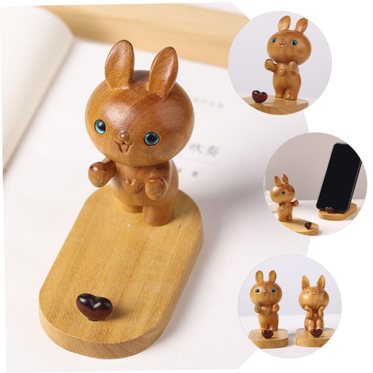 Housoutil 2 Soportes para Teléfono Bonitos de Escritorio Y Suaves de Madera.