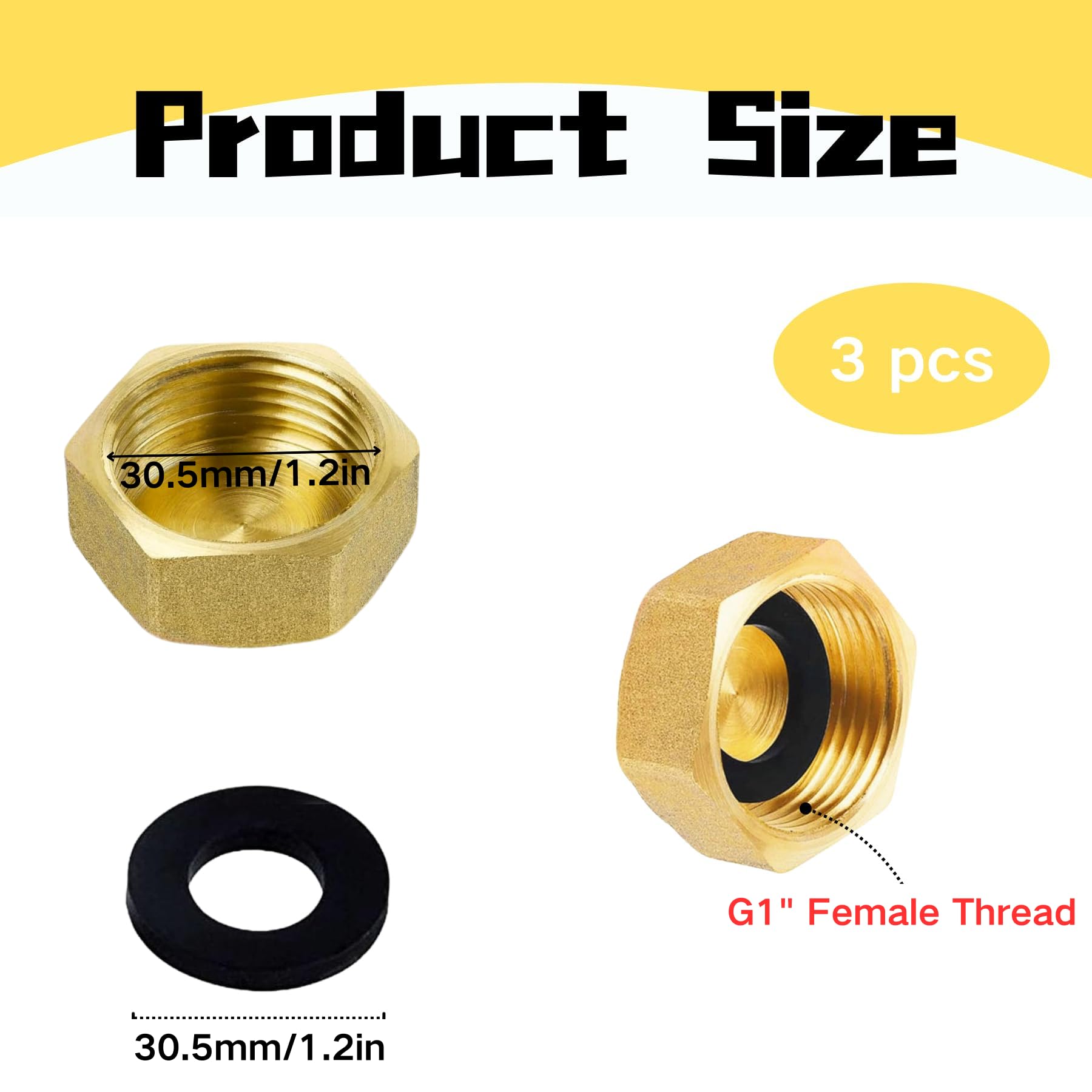 3 Stück Messing Stopfen 1 Zoll Außengewinde - Rohrkappen Für Wasserleitung & Garten
