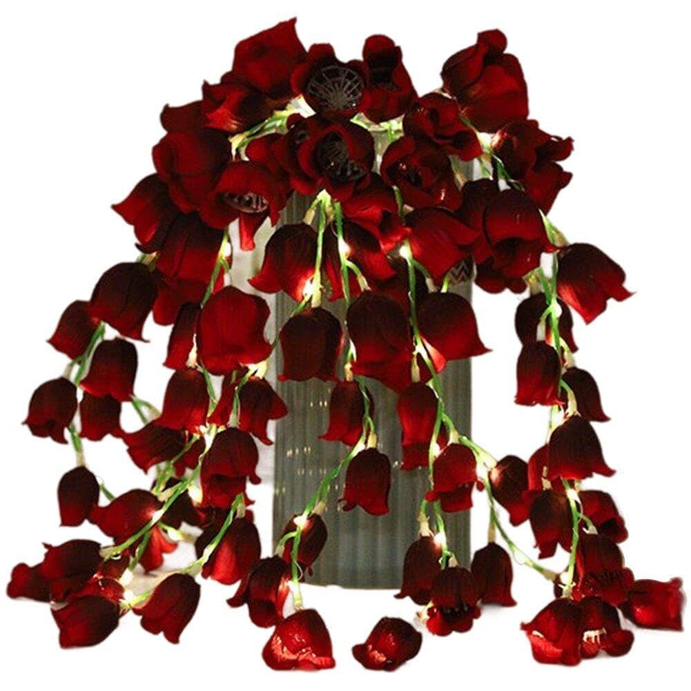 Orchid String Night Light Hanging Artificial Flower Fairy Night Lamp Floral Flower Party Garland for Home Party Garden Decor