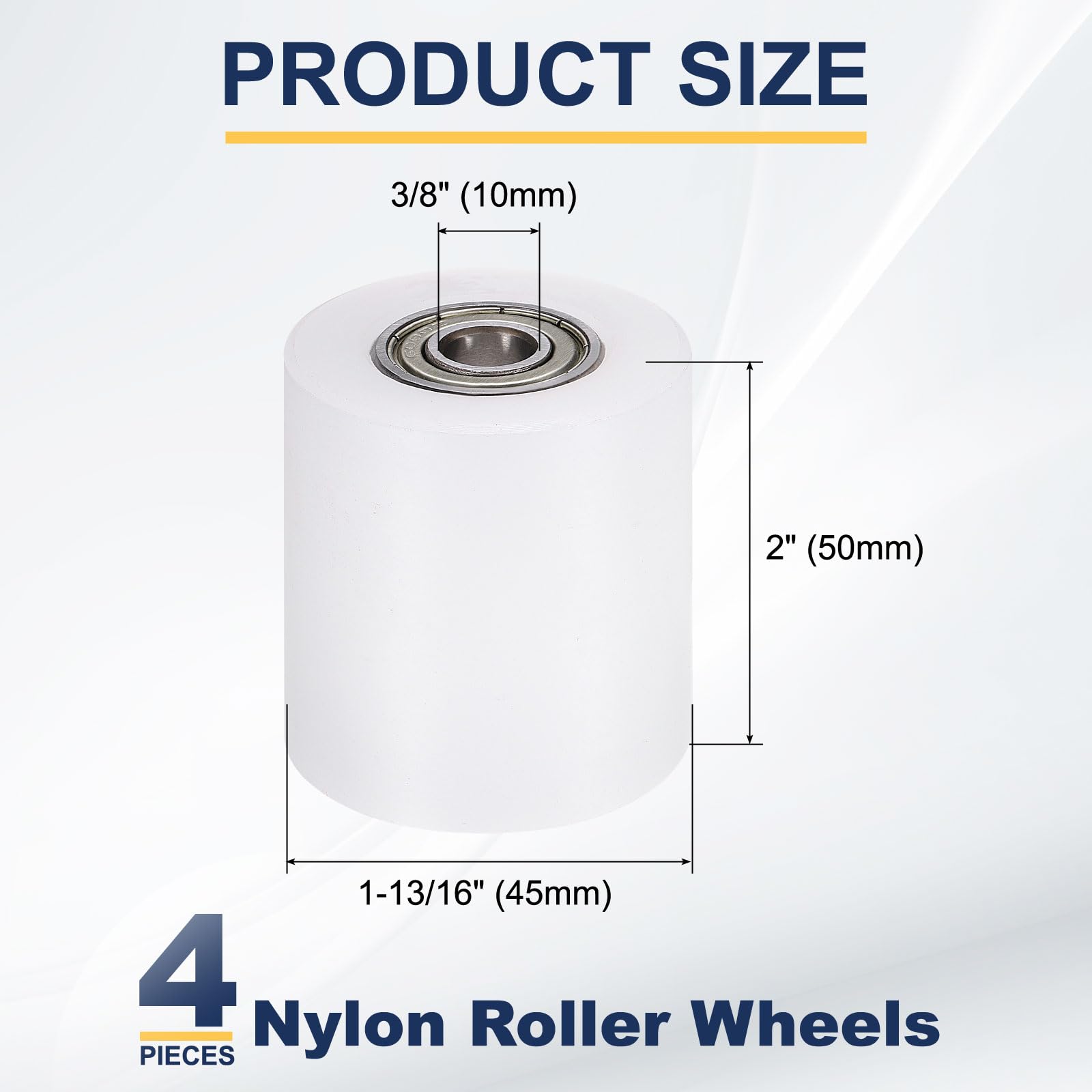 QUARKZMAN 4pcs Roue à Rouleau en Nylon avec Roulements 10x45x50mm(ID*OD*Hauteur), Roulette Nylon Guide CNC Poulie Plate pour Courroie, Roue Universel avec Roulement à Billes Scellé (Blanc)
