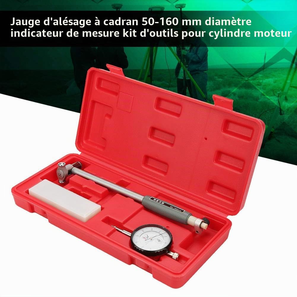 Jauges d'Alésage, Indicateur de Diamètre d'Alésage de Cadran 50-160MM Moteur de Mesure Kit de Cylindre pour Le Réglage du Diamètre d'Alésage