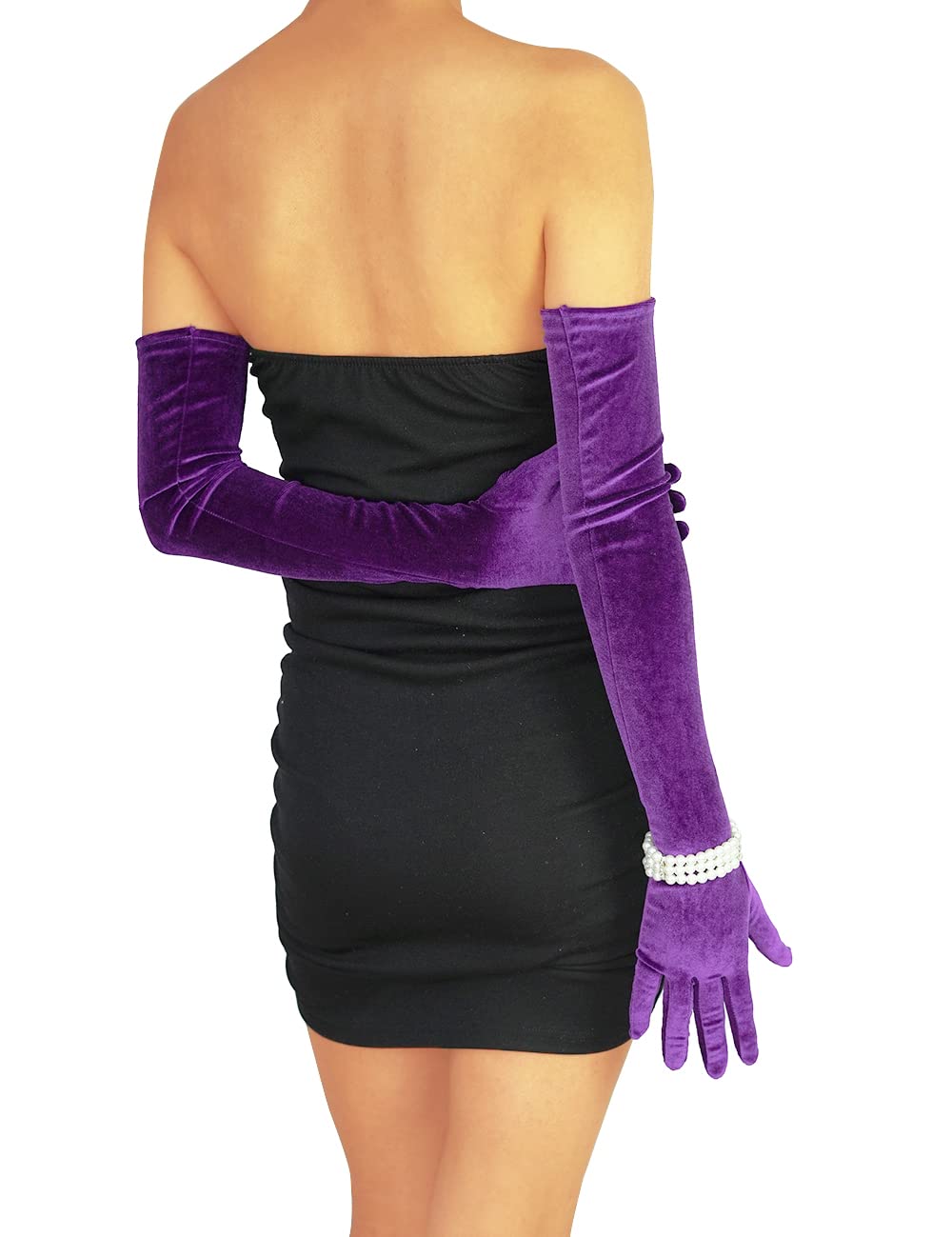 XXDingbs Women's 24 Inches Long Velvet Gloves for Wedding Opera Dinner Party 20s Gloves Elbow Length Glove: Purple
