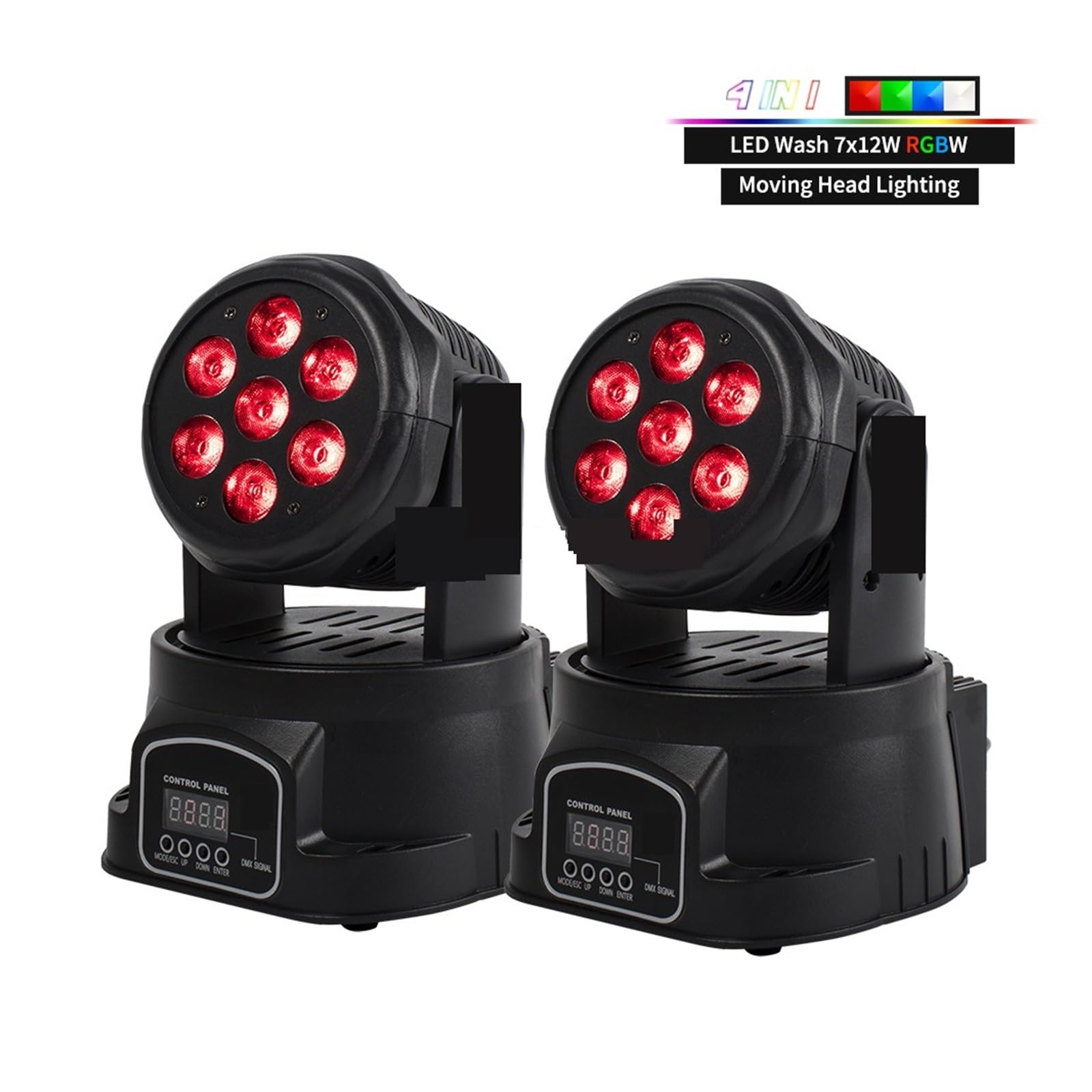 2PCS 7x12W LED Moving Head Light 4 IN 1 RGBW Effetto Scenico 7/15DMX Wash For Disco DJ Music Party Dance Club