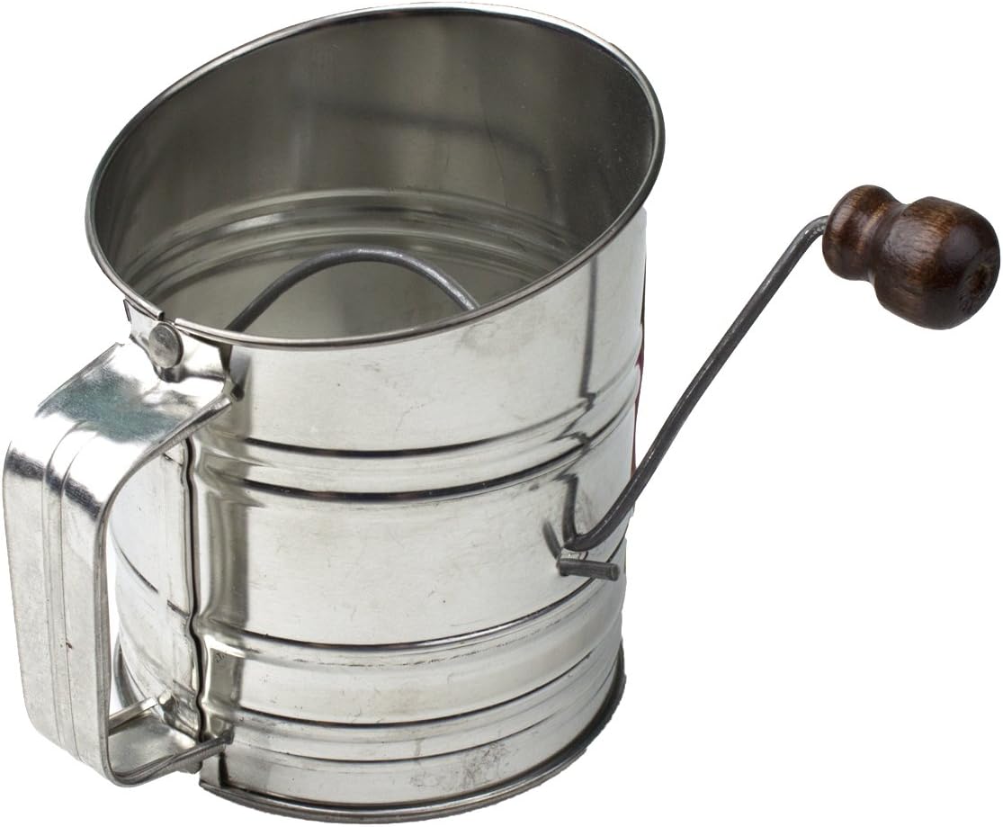 Stainless Steel Crank Flour Sifter, 1 Cup