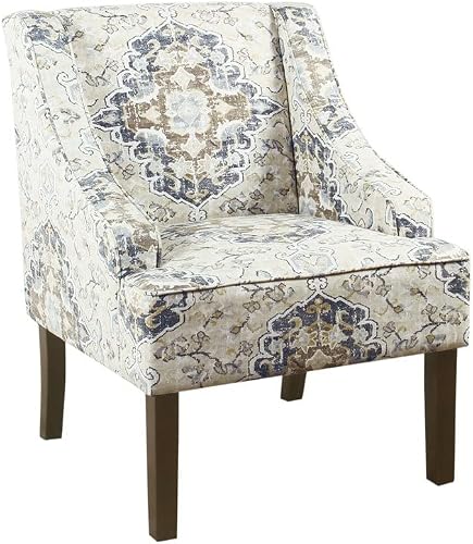 Homepop Home Decor | Upholstered Swoop Arm Accent Chair | Accent Chairs for Living Room & Bedroom | Decorative Home Furniture, Antique Ebony