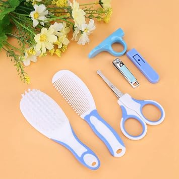 Baby Grooming Kit, 6pcs Baby Health Care Kit Nursery Care Kit Baby Health Care Set Portable, Safety Cutter Baby Nail Kit for Nursing Baby and Grooming(Blue)