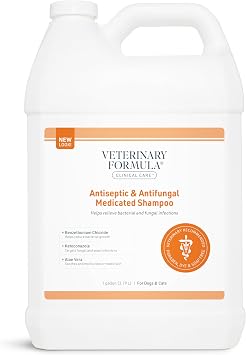 Veterinary Formula Clinical Care Antiseptic and Antifungal Medicated Shampoo for Dogs & Cats, 128 Fl Oz Helps Alleviate Scaly, Greasy, red Skin Paraben, Dye, Soap-Free (1 Pack)