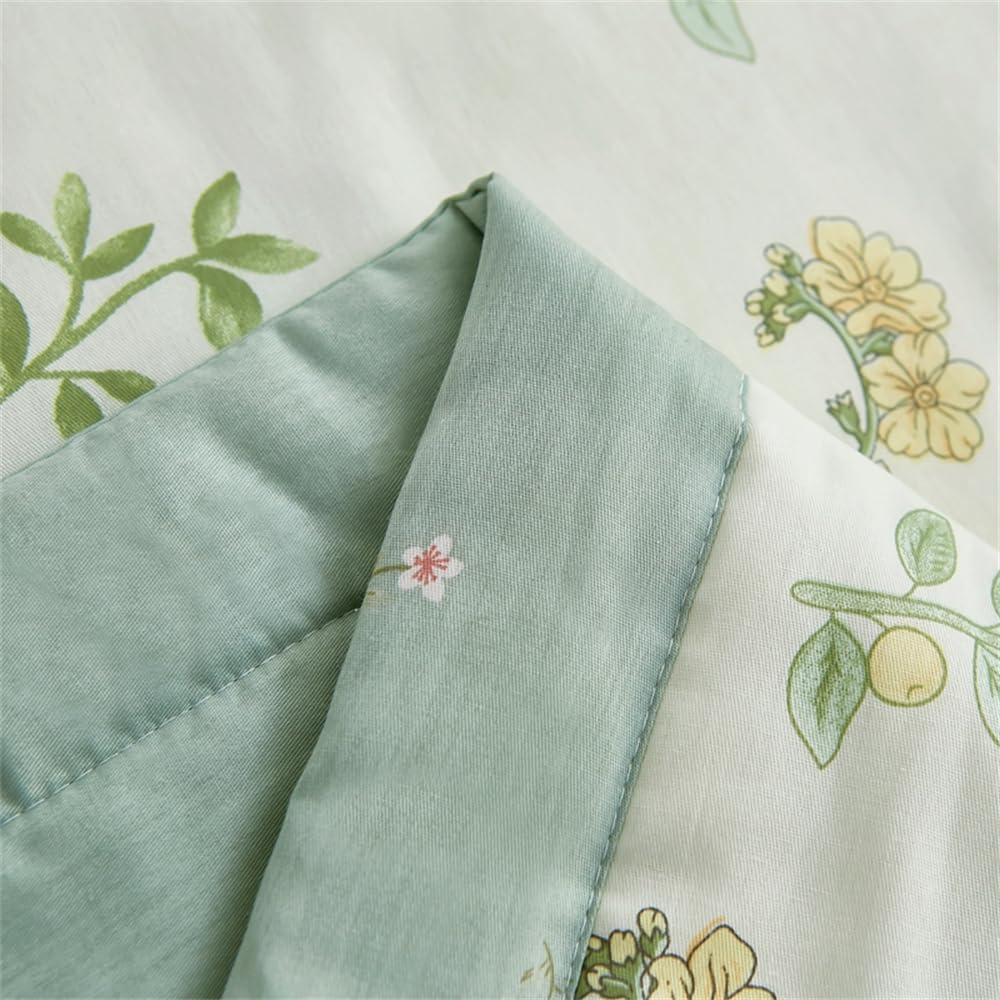 FANSU Copriletto Trapuntato Matrimoniale Singolo Elegante Coperta Trapunta Autunno Stampa Floreale Nordica 100% Cotone Antipolveri Copri Letto per Camera da Letto (Piante verdi,200x230cm)