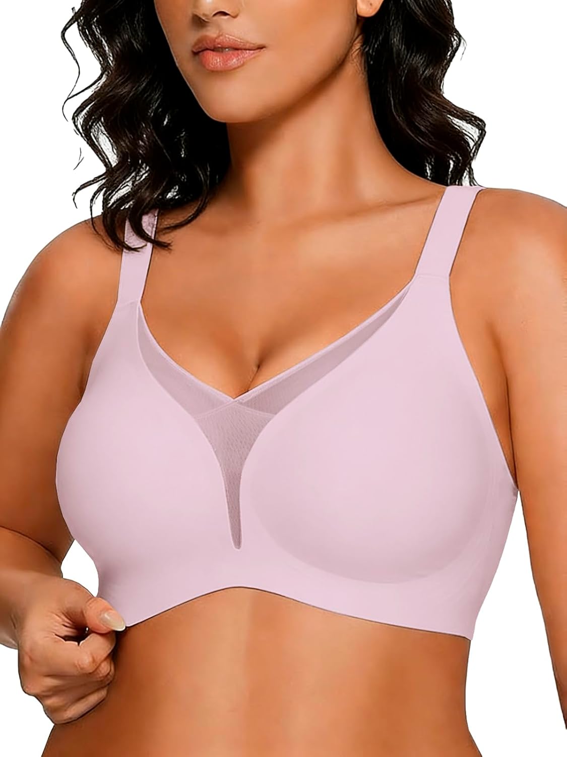 COCOMARTS Jelly Bras for Women No Underwire Push Up Deep V Mesh Comfort T Shirt Bralette Wireless Seamless Everyday Bra