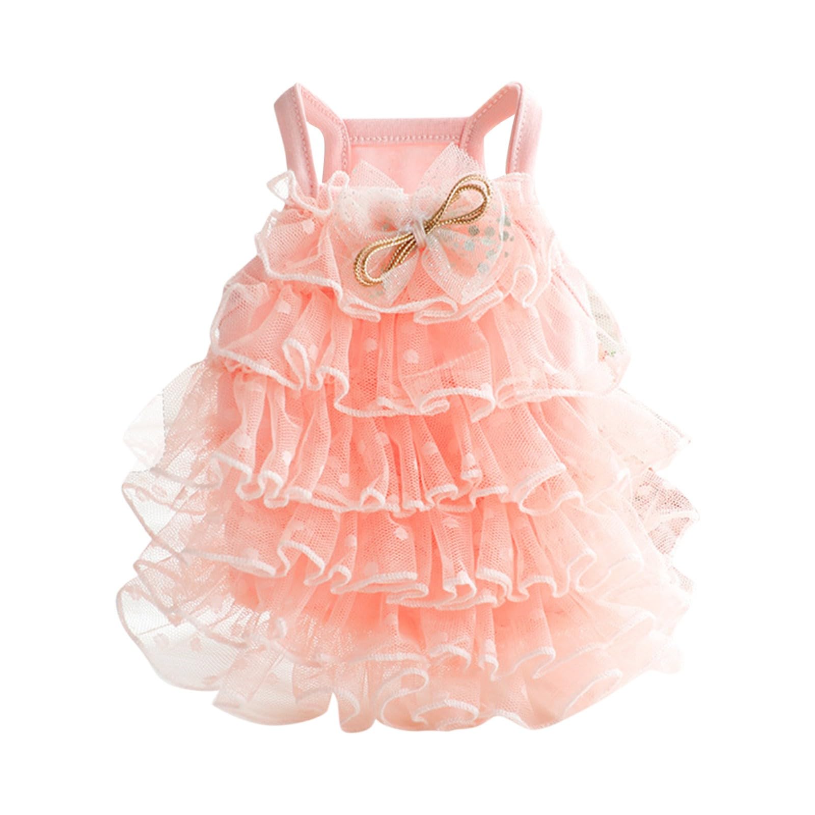 Fancy Dog Dresses with Bow Decor - Luxury Dog Wedding Dress with Multi-Layer Princess Tutu Skirt, Pet Party Summer Clothes for Small Medium Dog Cat Pink Blue Costume (Pink,M)