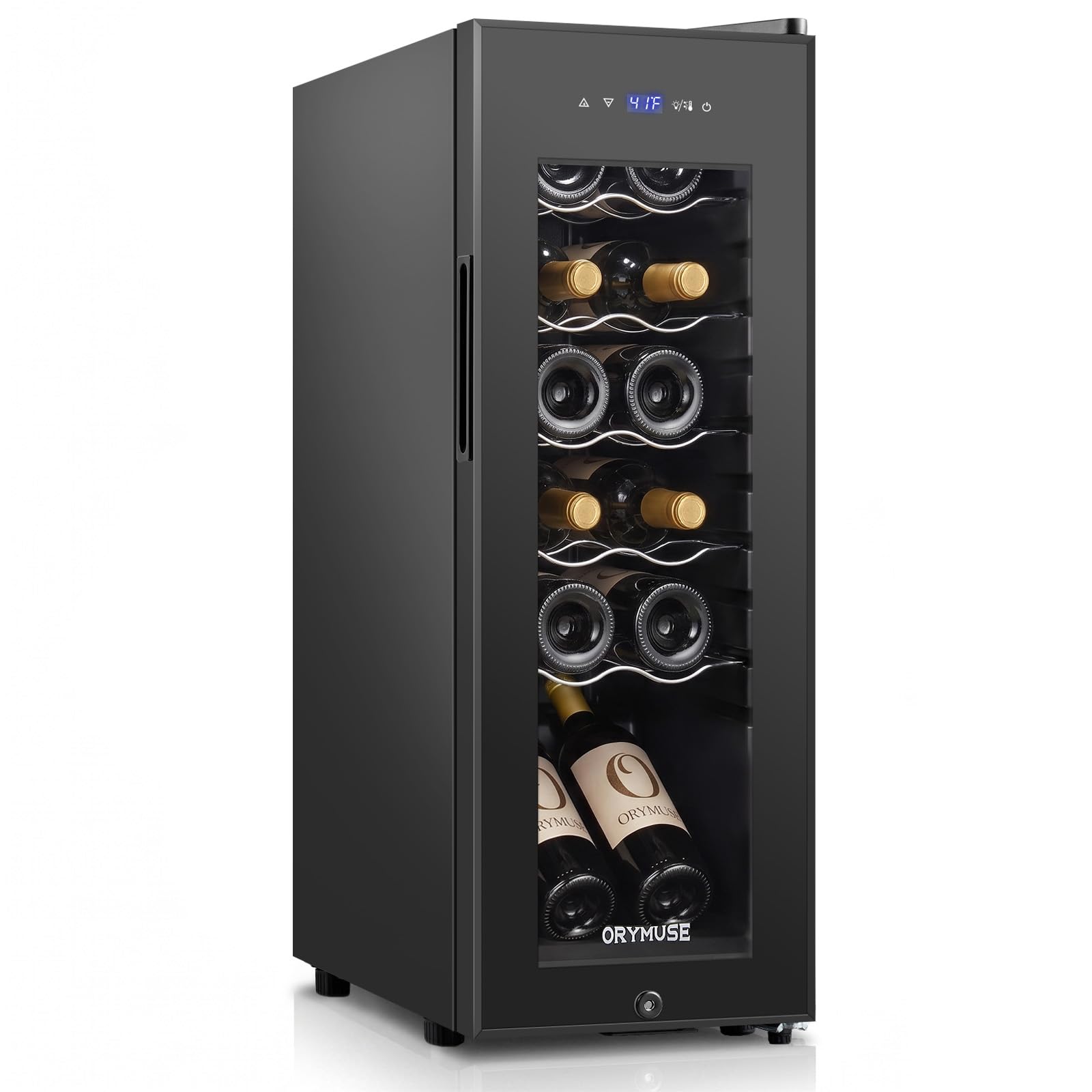 ORYMUSE 12 Bottle Compressor Wine Cooler, 10.7 Inch Wine Fridge with Lock