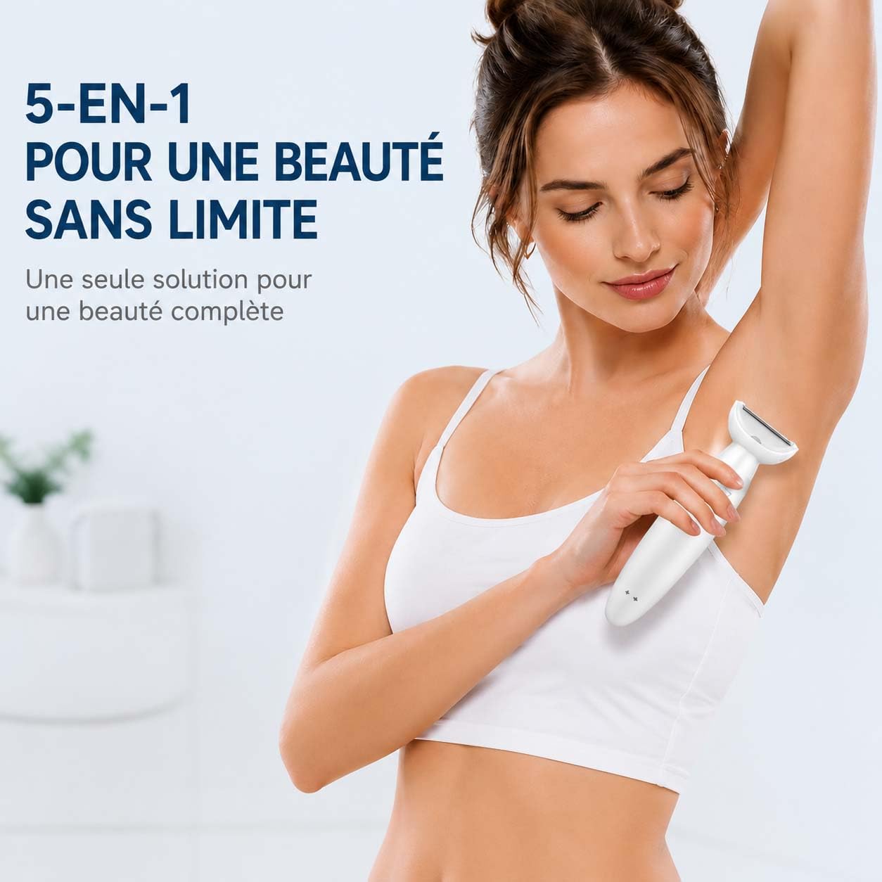 Elios Rasoir Femme 5 en 1, Épilateur Électrique avec Affichage LED, Chargement USB, Étanche Bikini Aisselles Jambes Bleu