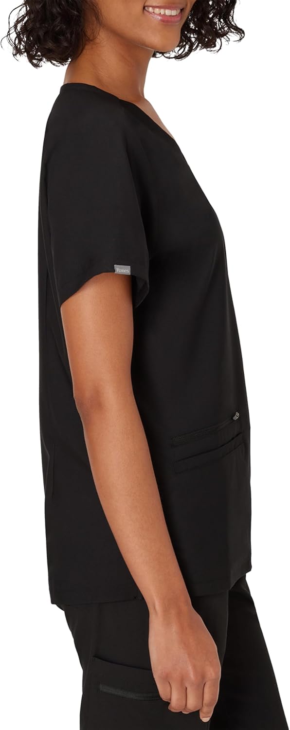 Hanes Womens Hanes Women's Premium Scrubs Top with Pockets, Comfort Fit Scrubs for Women, Nurse Essentials - Image 3