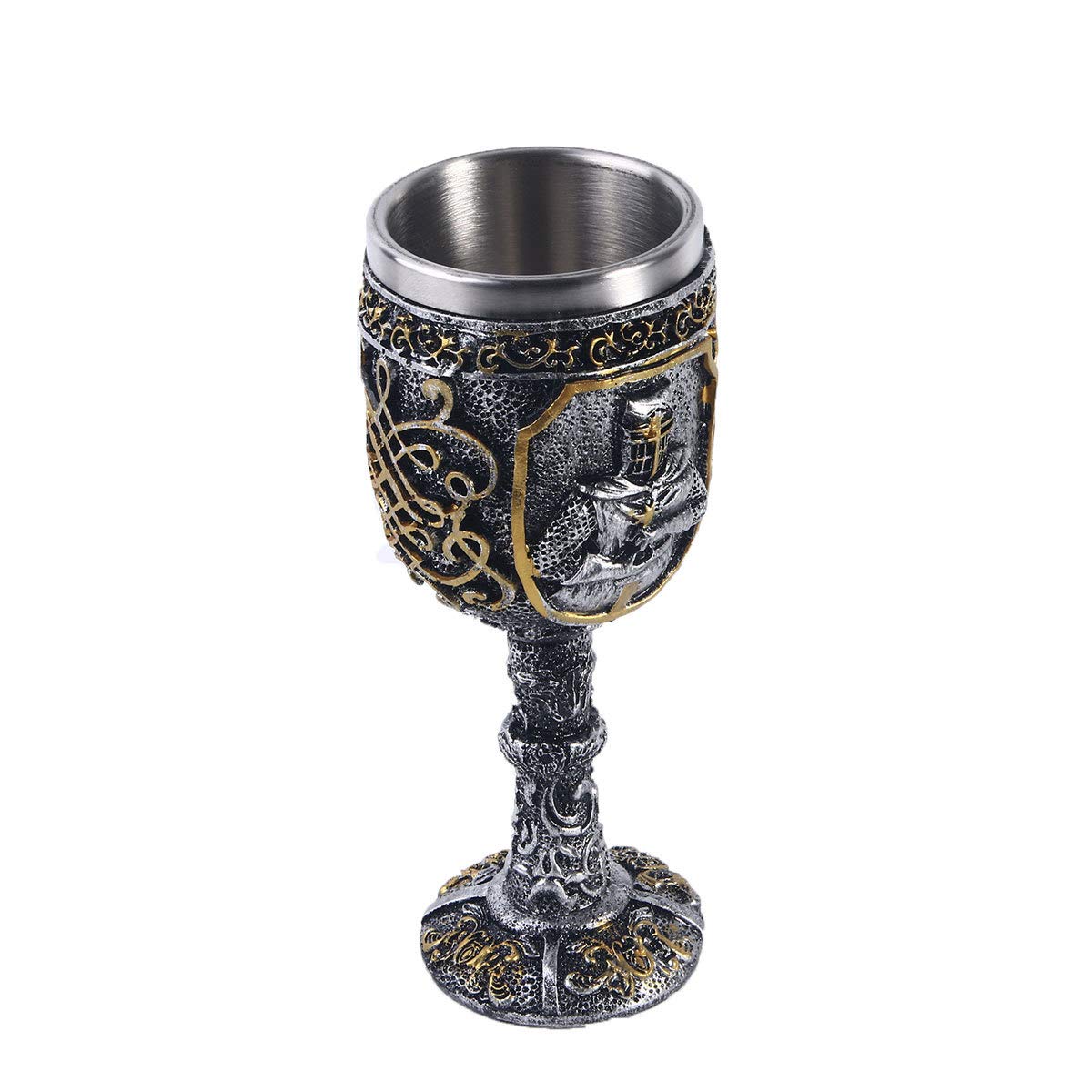 Calice da vino medievale con cavaliere vichingo reale, calice re, gotico, in metallo, per feste a tema, decorazioni per matrimoni