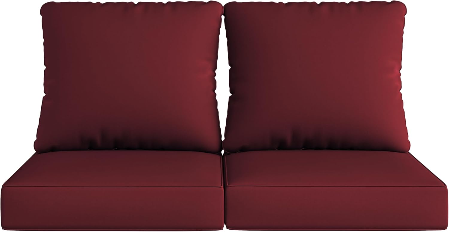 24.5" Deep Seat Outdoor Cushion Set with Back Pillows, Patio Furniture Cushions, Sectional Sofa Bistro Chair Cushion - Red, Set of 6