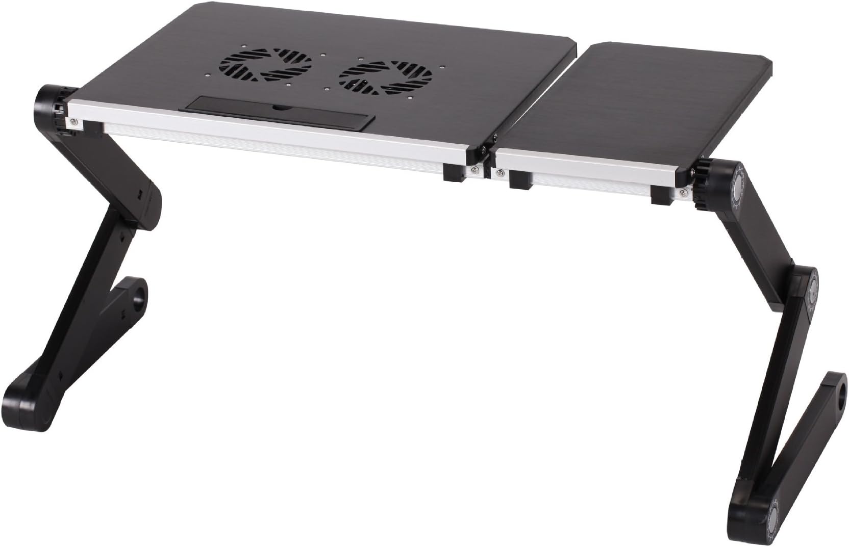 Portable Height Adjustable Folding Aluminium Laptop Stand Desk Table with Mouse Pad, Vented w/CPU Fans, Light Weight