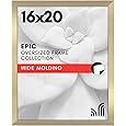 Americanflat 20x24 Picture Frame with Polished Plexiglass - Gold Picture Frame - Wide Photo Frames Made of Engineered Wood for Vertical or Horizontal Wall Display - Epic Collection - Gold