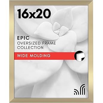 Americanflat 20x24 Picture Frame with Polished Plexiglass - Gold Picture Frame - Wide Photo Frames Made of Engineered Wood for Vertical or Horizontal Wall Display - Epic Collection - Gold