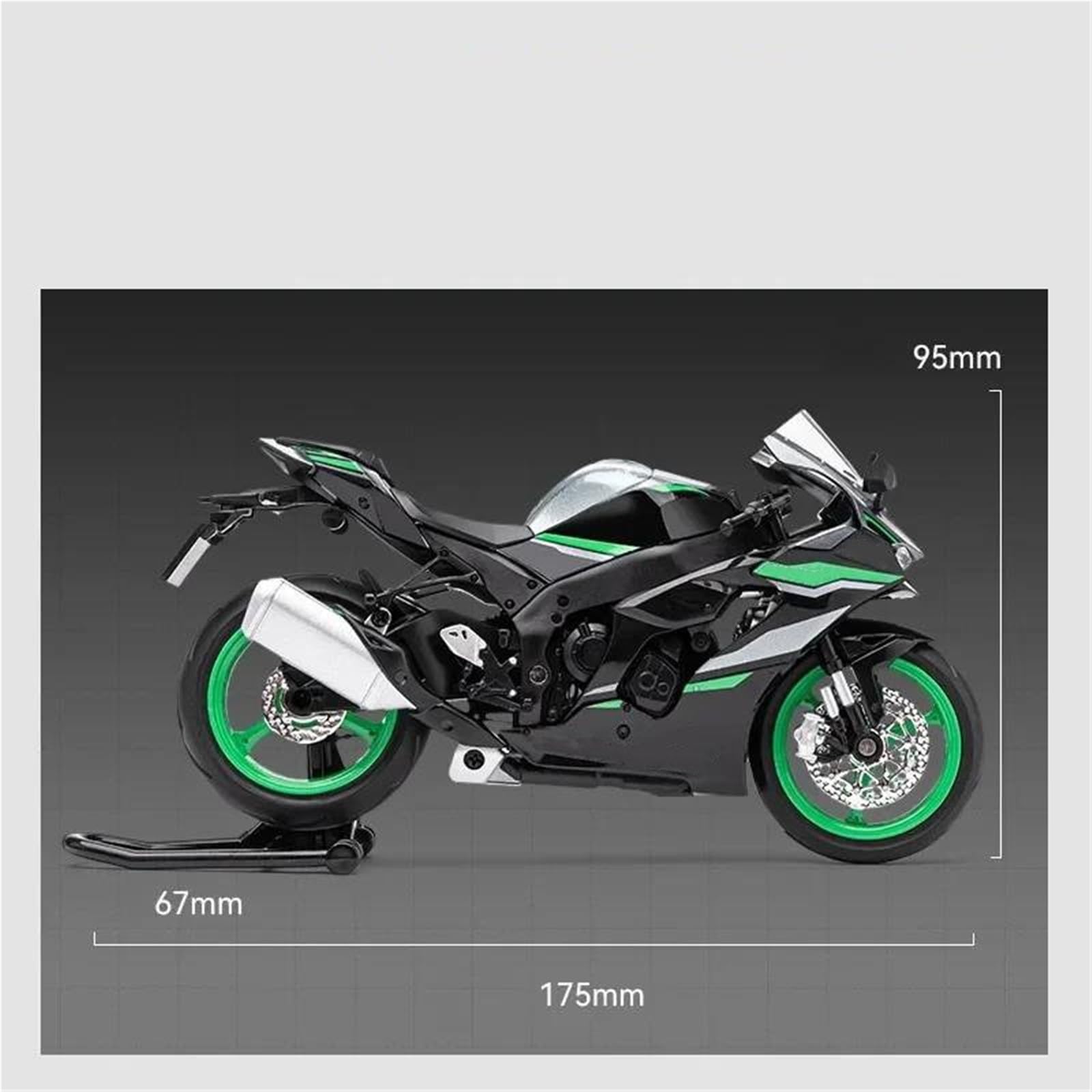 Modello in Scala Modellino di Moto da Corsa in Lega 1:12, Pressofuso in Metallo, Modello Sportiva Strada, Giocattolo con Suoni E Luci, Regalo per Kawasaki per Ninja ZX-10R(Grey)