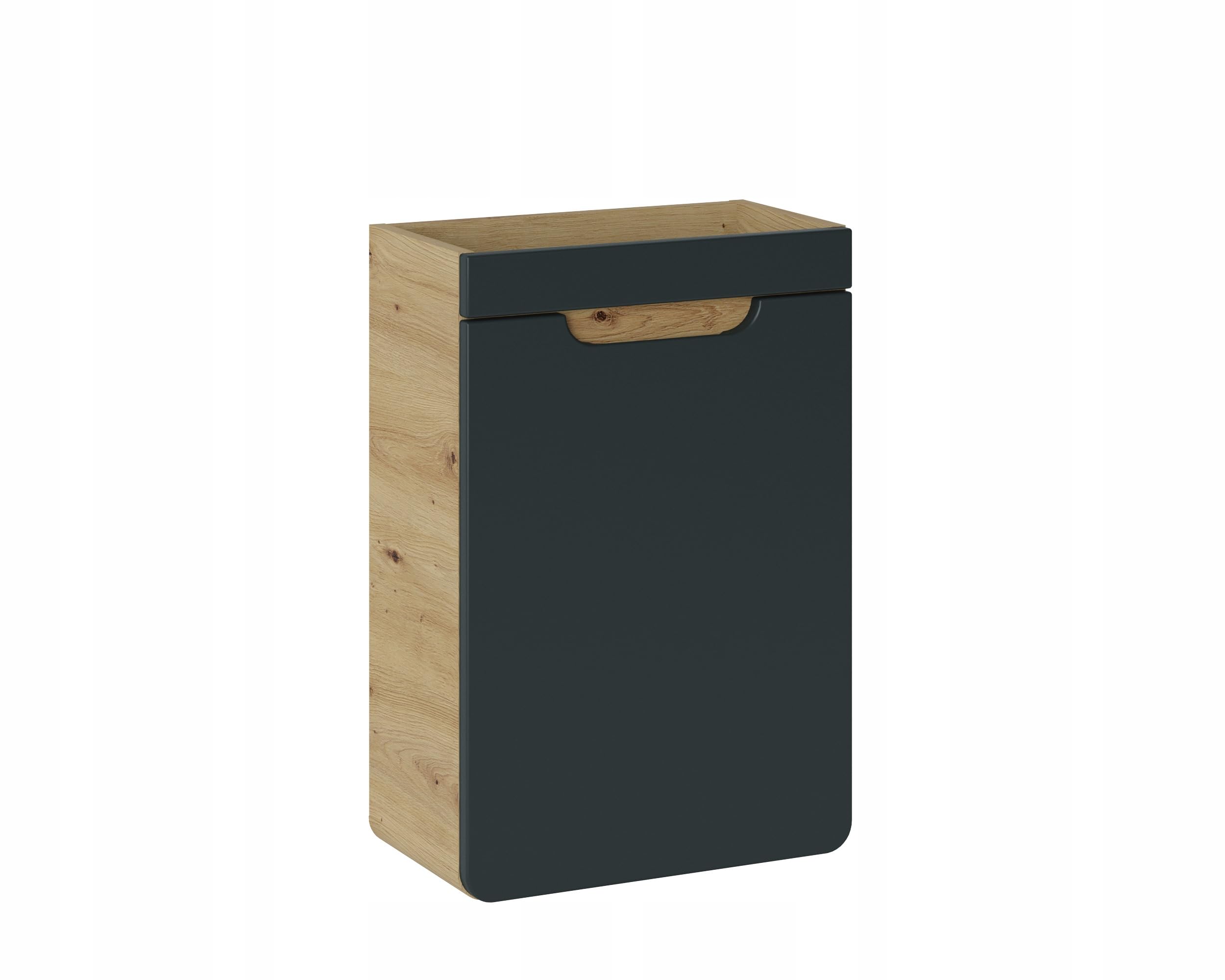 Szafka łazienkowa wisząca pod umywalką 40 cm 2 półki zaokrąglone białe/dąb - meble łazienkowe