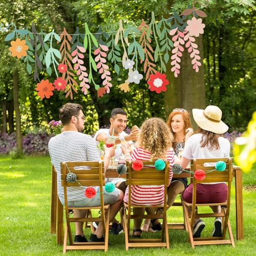 Image of Yeaqee 2 Pcs Flower Banner Garland Cute Double-Sided Waterproof Spring Floral Birthday Party Decoration Paper Backdrop for Wedding Baby Shower(Wildflower,Colorful)