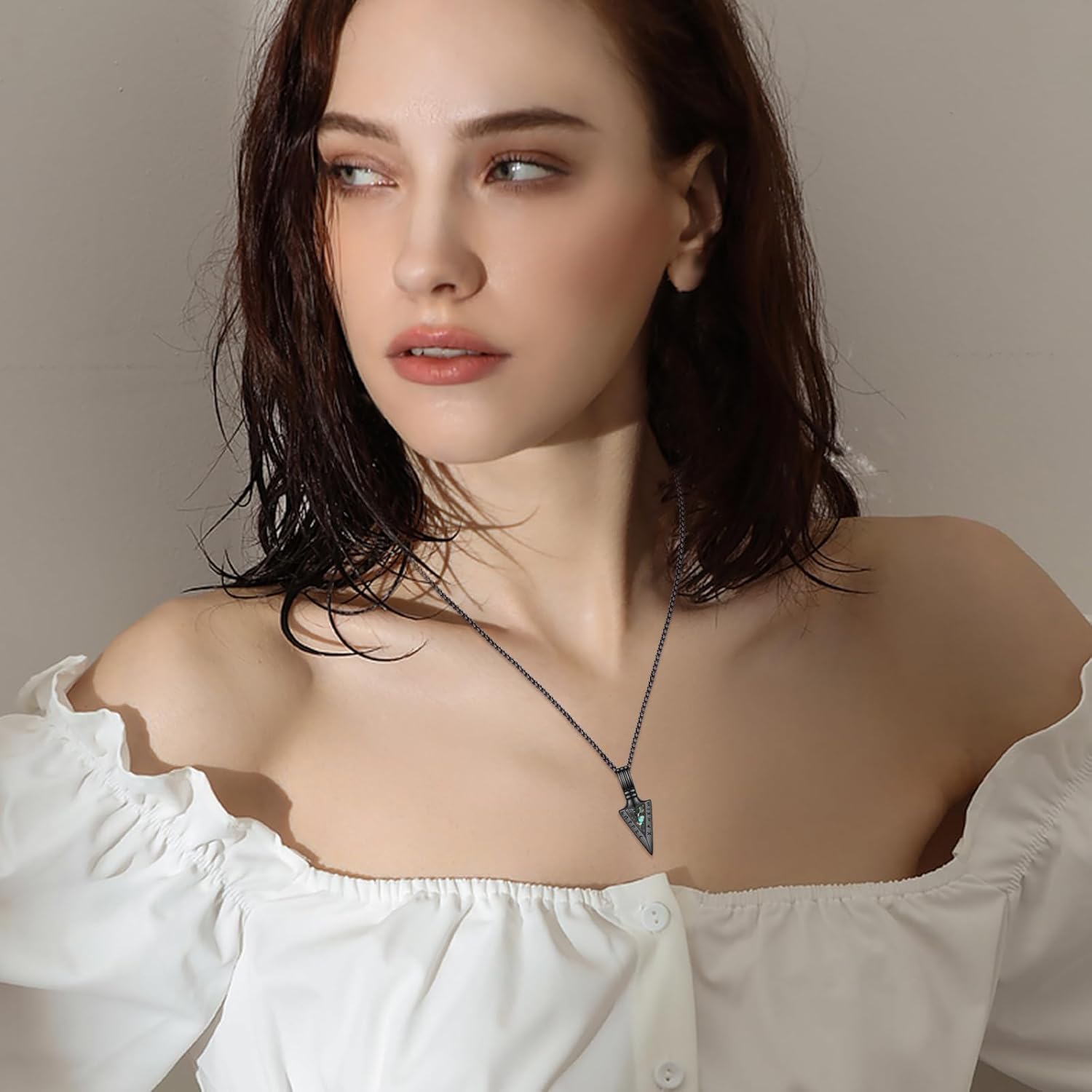 MEDWISE Black Arrow Necklace for Men 925 Sterling Silver Arrowhead Pendant Necklace with Abalone Shell Viking Jewelry Gifts for Men Women Valentines Day Gifts - Image 5