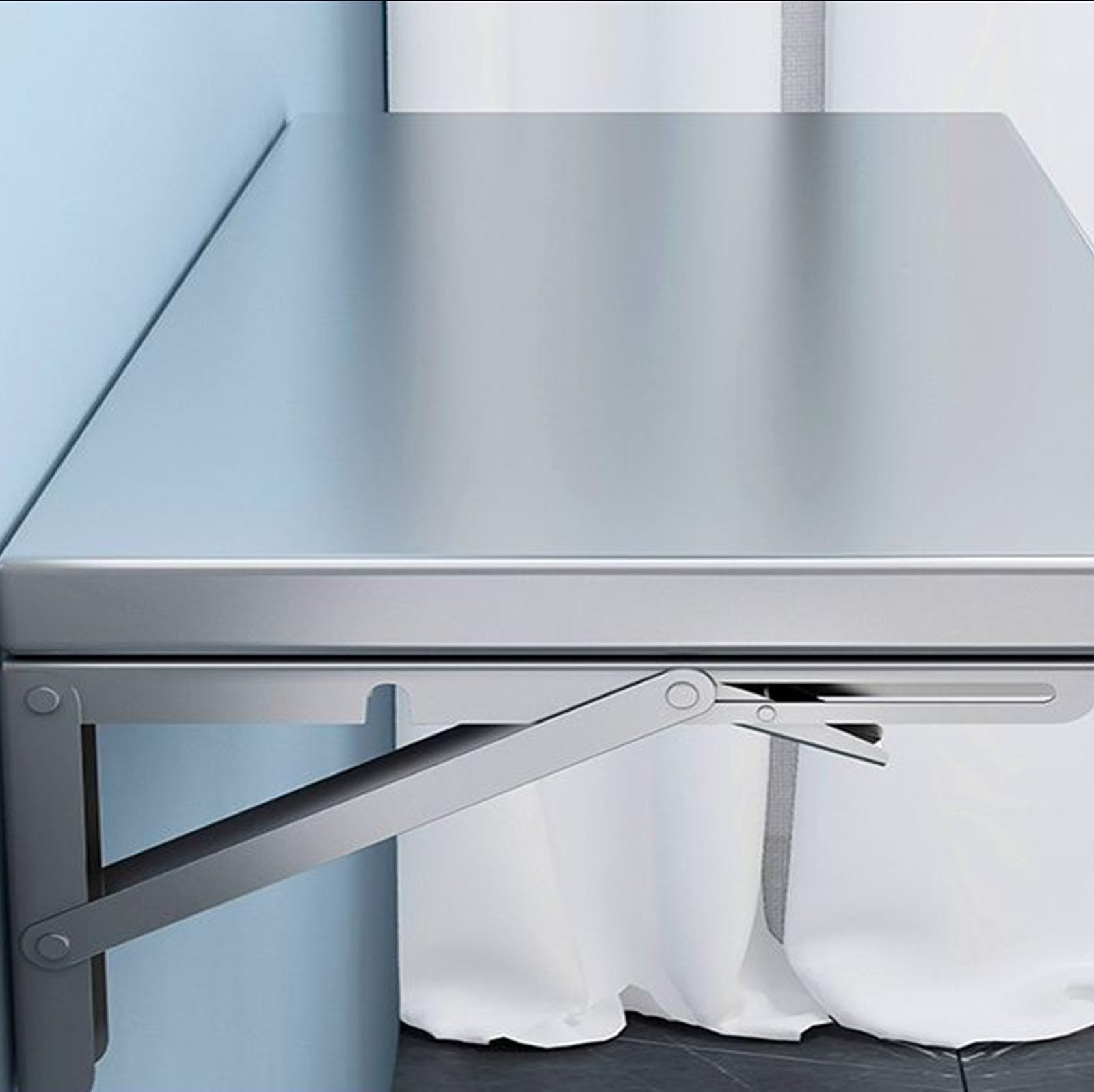 LWJSOCP Stainless Steel Folding Wall Table 1.7 x 30 cm - Space-Saving Kitchen Storage Shelf for Balcony, Bathroom, Laundry - Versatile 201 Folding Table