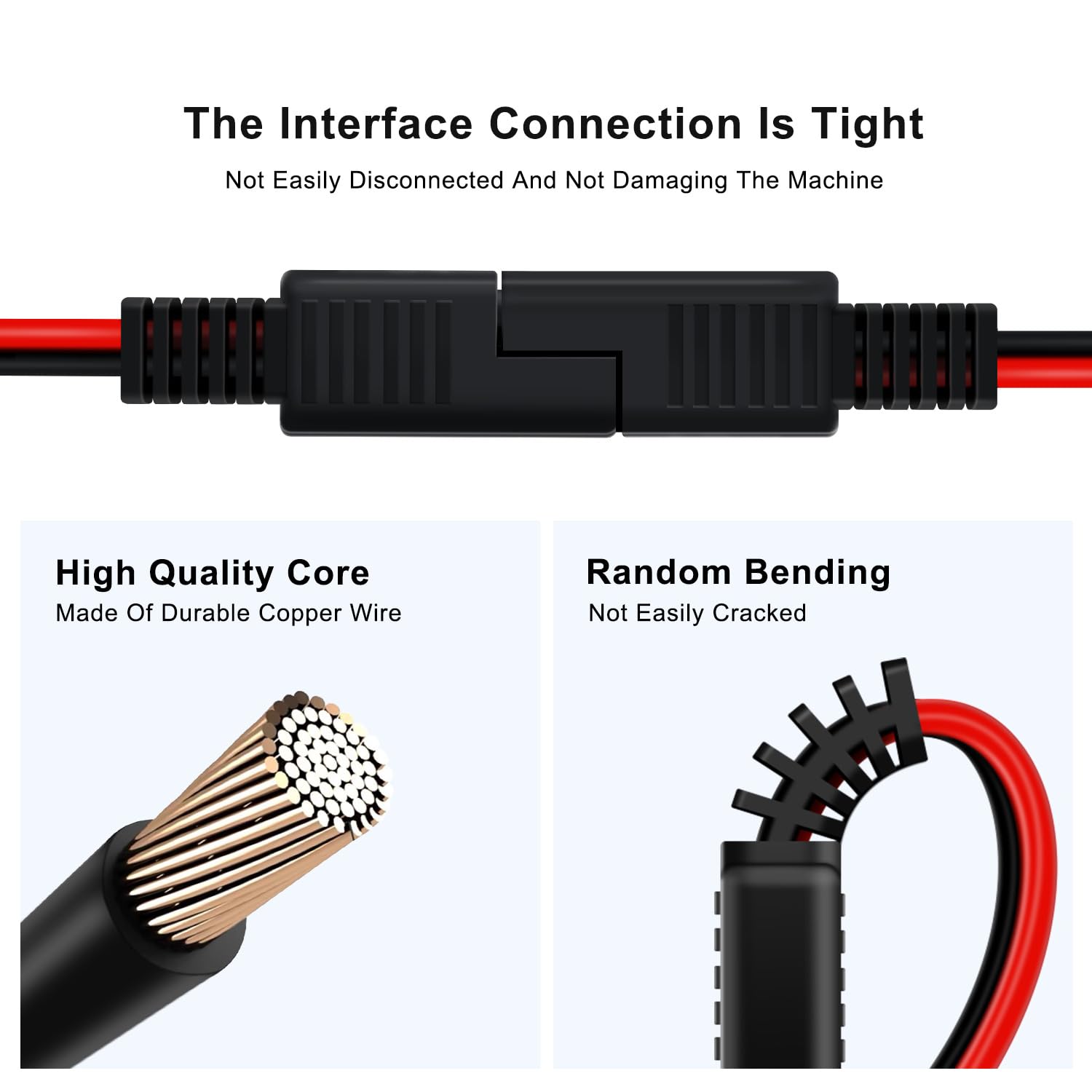 Connettore Cavo SAE 12V Terminale della Batteria 10WG Cablaggio Terminale SAE a O Ring con Fusibile per Ricarica di Batterie per Auto e Moto (1 m)