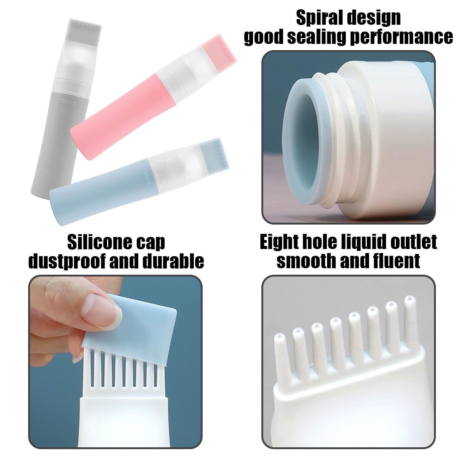 3 Pieces Of 80Ml Silicone Dispensing Bottles, Durable Squeeze Bottles, Travel Dispensing Bottles - Image 3