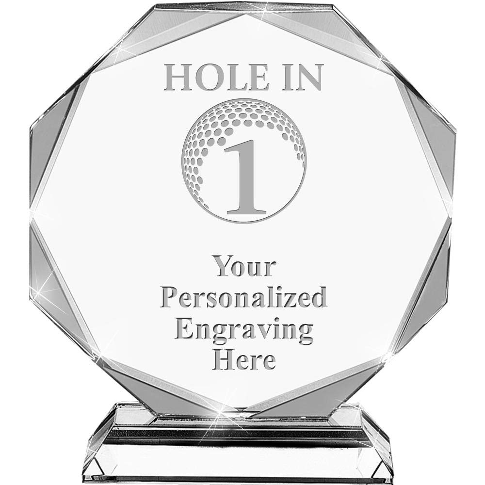 Golf Crystal Awards, 6.75" Custom Hole in 1 Award with Engraving Included Prime