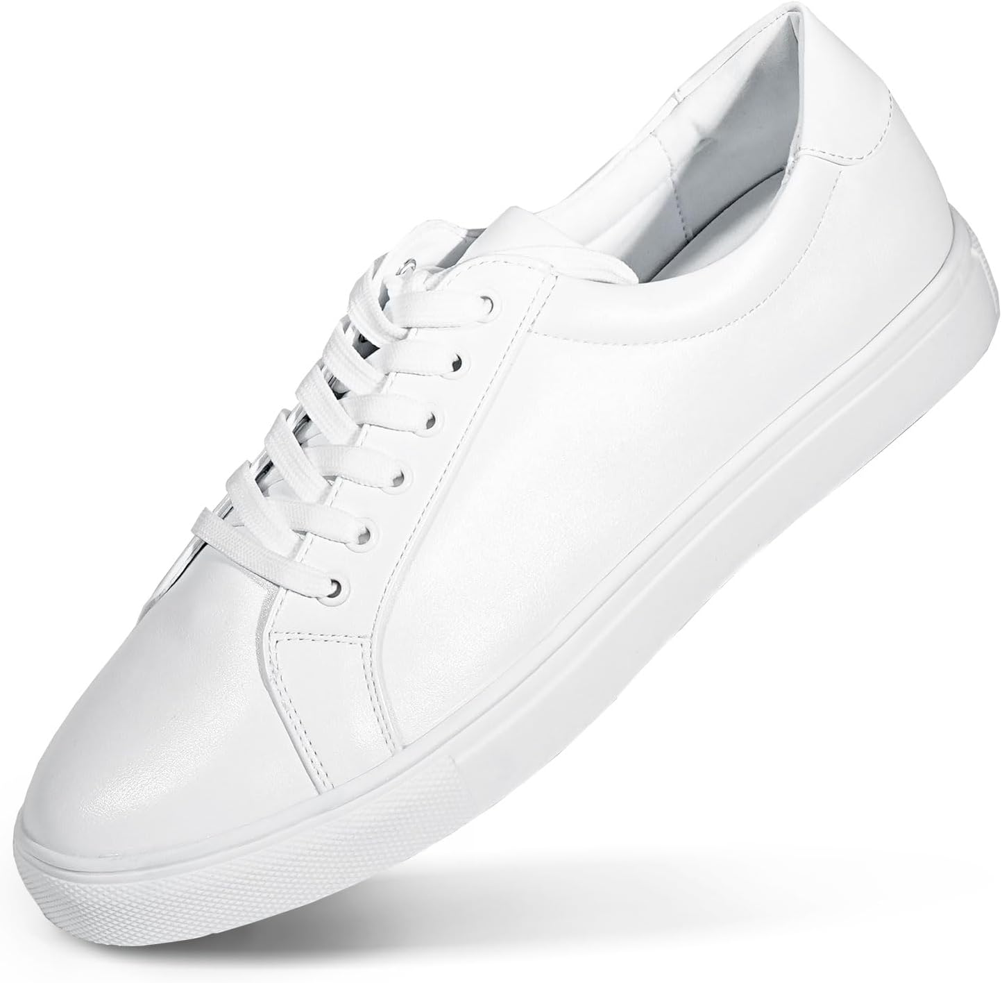 Classic White Sneakers for Women PU Leather Tennis Shoes Low Top Casual Shoes