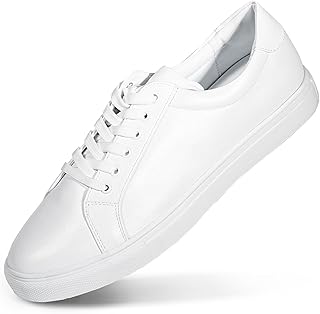 Classic White Sneakers for Women PU Leather Tennis Shoes Low Top Casual ...