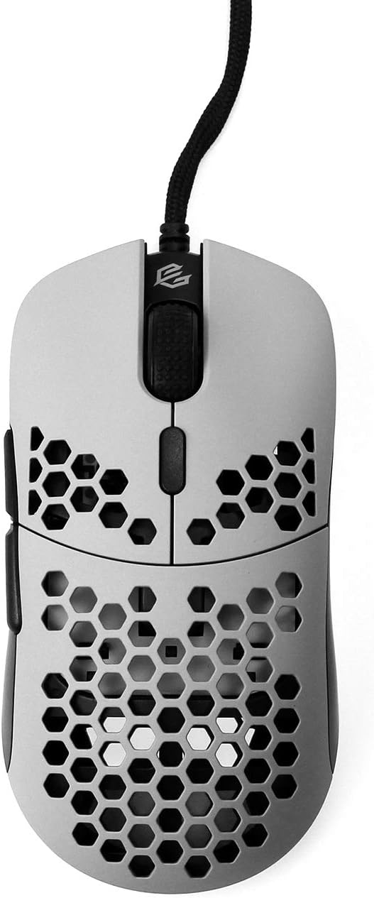 Gwolves Hati Ultra Lightweight Honeycomb Design Wired Gaming Mouse 3360 Sensor - PTFE Skates - 6 Buttons - Only 61G (Gray)